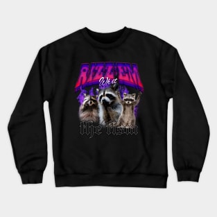 Rizz Em With The Tism Retro Shirt, Vintage Funny Raccoon Graphic Shirt, Autism Awareness, Raccoon Meme Crewneck Sweatshirt